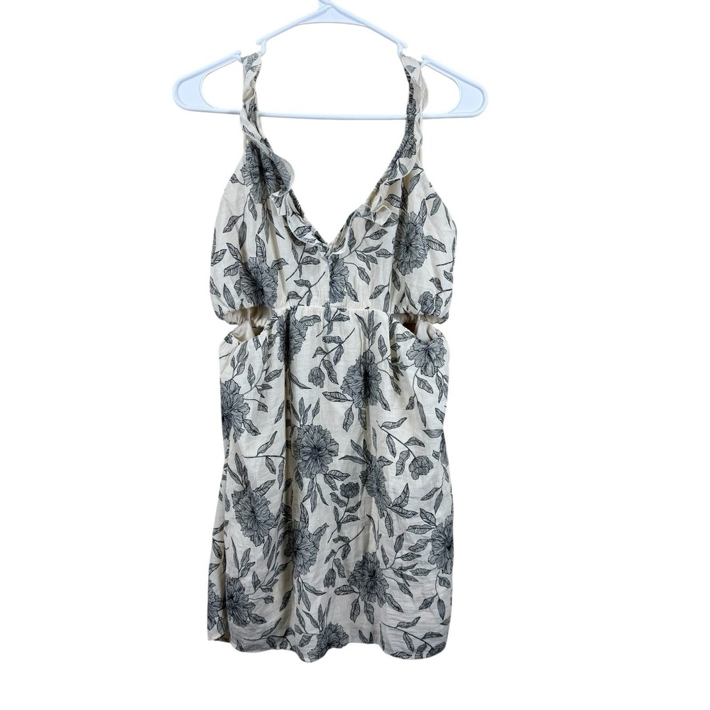 Abercrombie & Fitch Dress Womens Large Mini Floral Cut-out Ruffle Boho Feminine